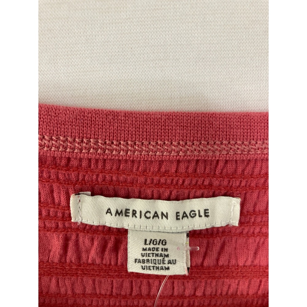 New American Eagle Smocked Crop Top Large Short Sleeve Textured Vacation - Picture 4 of 10